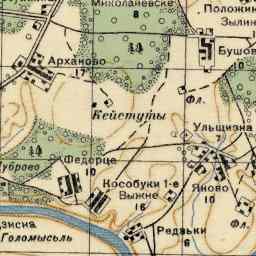 Бычинщина на старой карте РККА