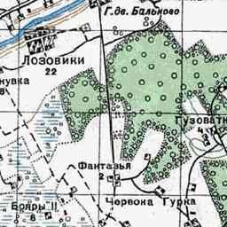 Лозовики на старой карте РККА