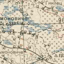 Симоновичи на старой карте РККА
