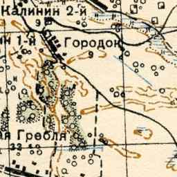 Новая Гребля на старой карте РККА